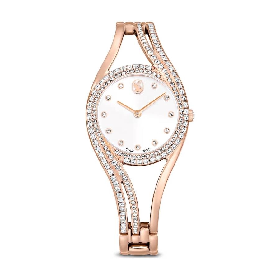 Swarovski レディース ウオッチ 石英 白いこと文字記号盤 さくら色ゴールド ステンレス鋼 腕輪 ジュエリーウォッチ