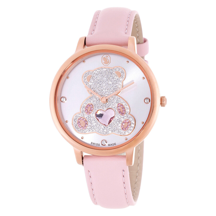 Swarovski Teddy レディース ウオッチ 石英 さくら色 なめし革 さくら色ゴールド