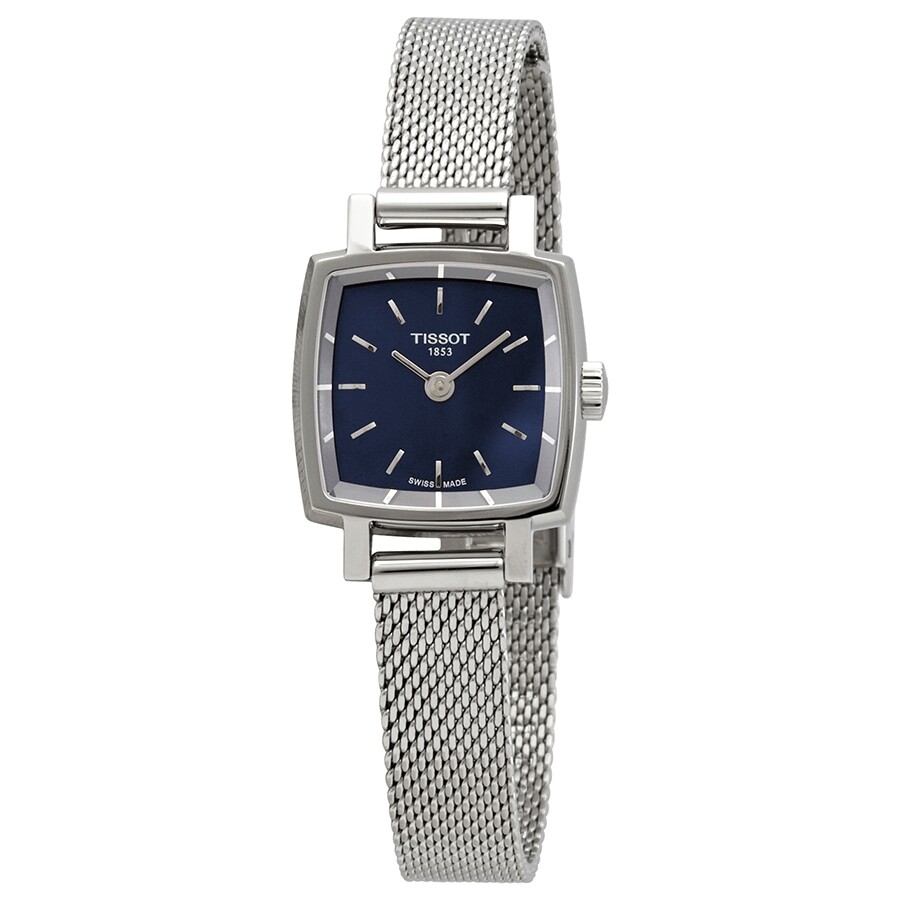 Tissot Lovely Square ウオッチ レディース 石英 真四角型 青碧文字記号盤 ステンレスメッシュブレス