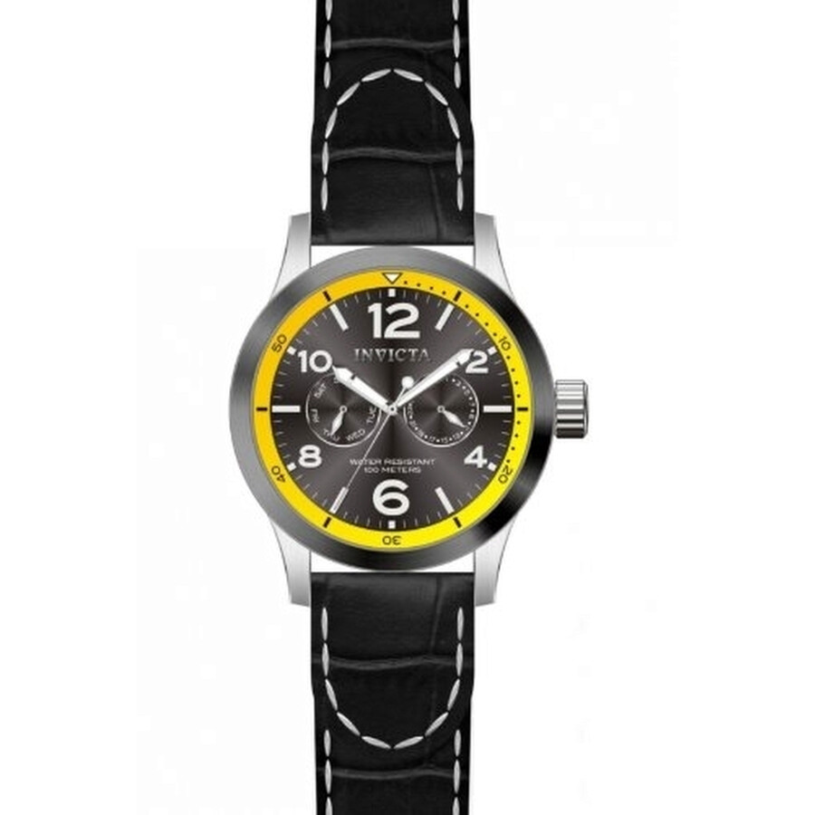Invictaインビクタ Force グレー ダイヤル ブラック レザー バンド メンズ ウォッチ 14141