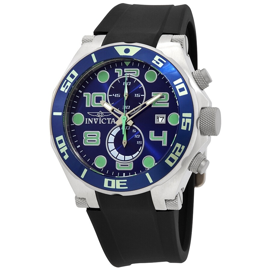 Invictaインビクタ Pro Diver クロノグラフ ブルー ダイヤル ブラック ポリウレタン メンズ 腕時計 17813｜Basqueバスク