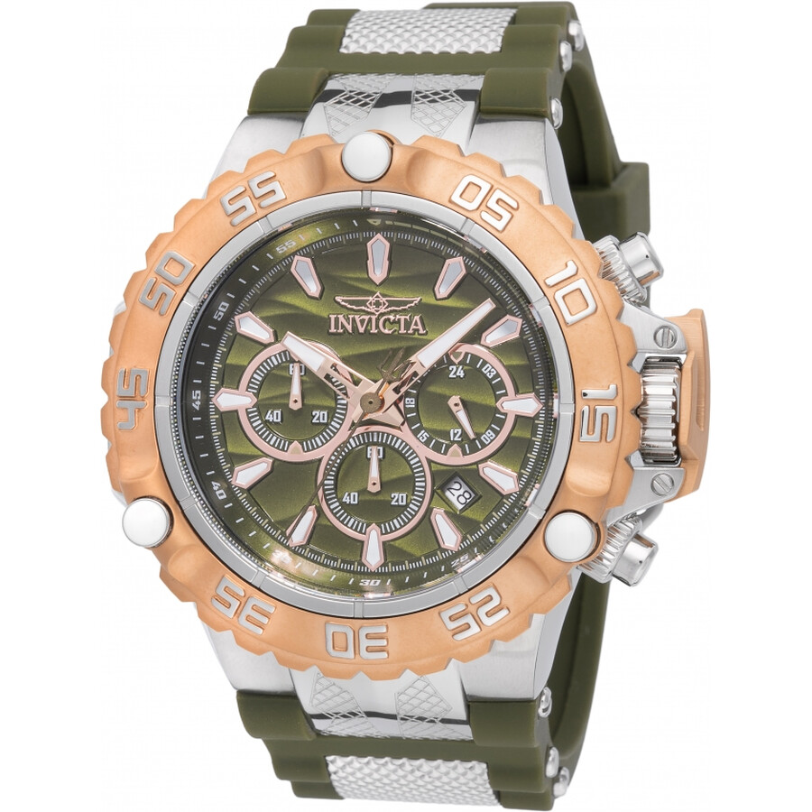 Invictaインビクタ Subaqua GMT クロノグラフ オリーブ緑であること サクラ色ゴールド 文字盤 メンズ ご覧なさる 48555