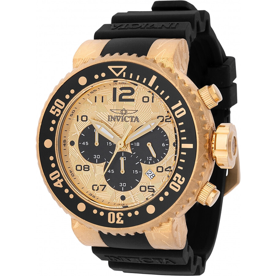 Invictaインビクタ Pro Diver クロノグラフ GMT 石英 ゴールド 文字盤 メンズ ご覧なさる 48618