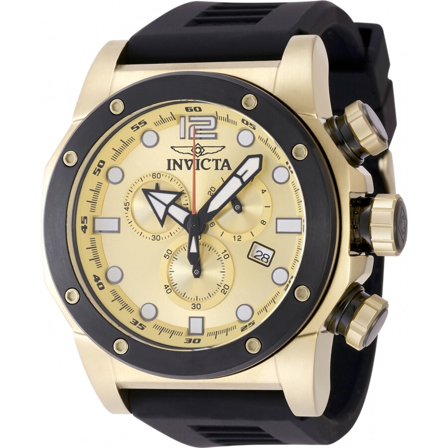 Invictaインビクタ Sea Hunter クロノグラフ GMT 石英 ゴールド 文字盤 メンズ ご覧なさる 48980