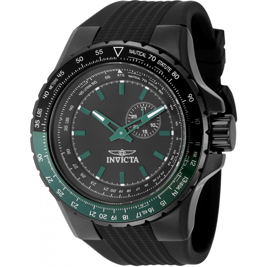 Invictaインビクタ Aviator 水晶 黒いこと 文字盤 メンズ 御覧なさる 49731 男女兼用腕時計-腕時計