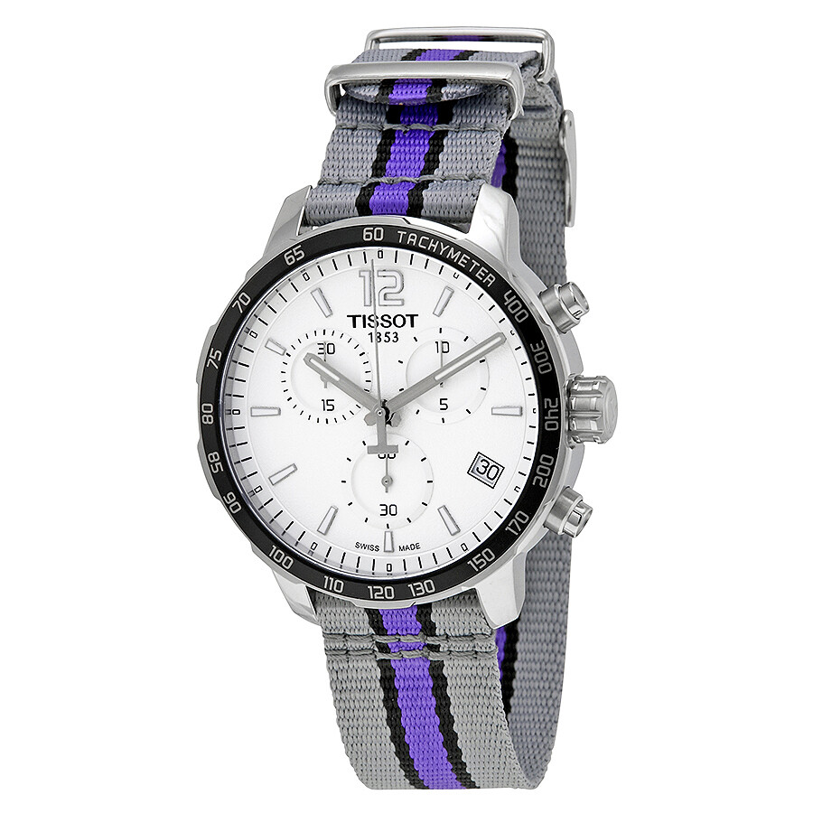 Tissot Quickster メンズ ウォッチ クロノグラフ しろがね色文字記号盤 ナイロンストラップ 石英