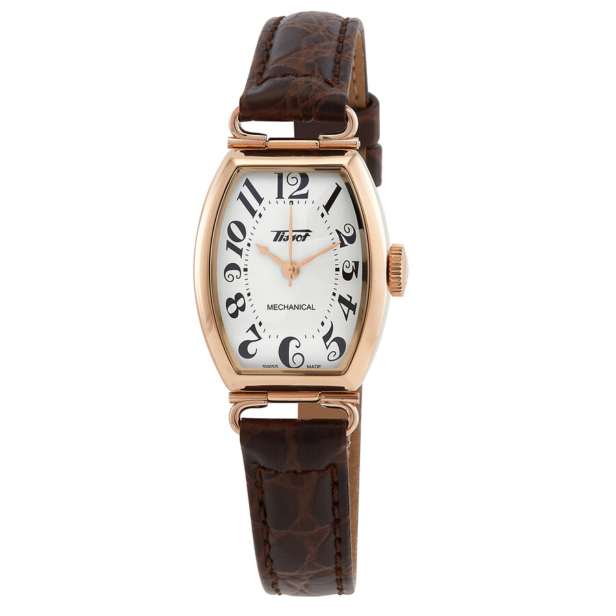 Tissot Heritage レディース ウオッチ 手一巻き式 トノー型 白いこと文字記号盤 ブラウンレザーベルト