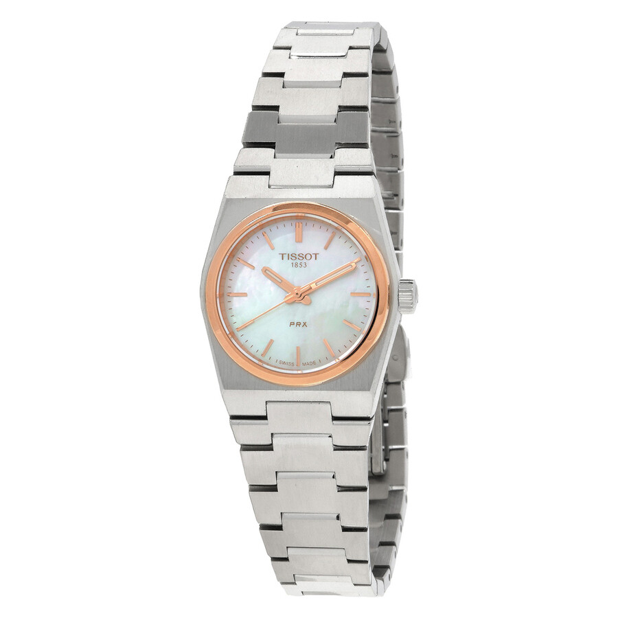 Tissot レディースウオッチ 石英 ホワイトマザーオブパール文字記号盤 ローズゴールドコンビカラー
