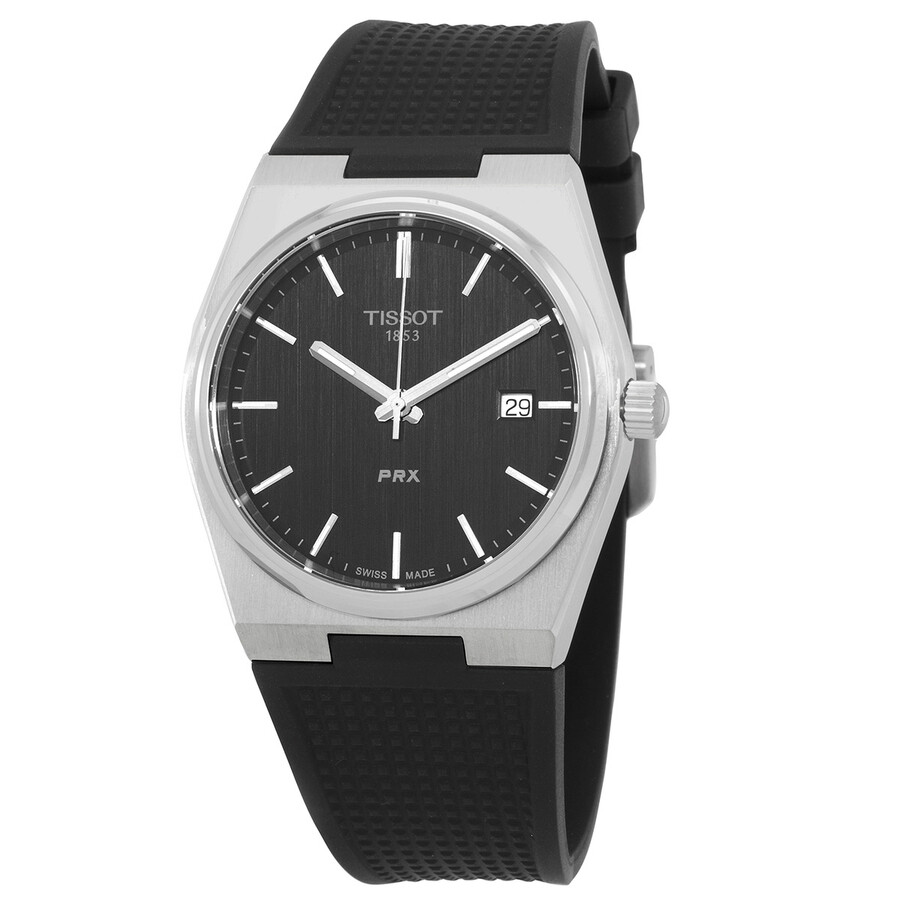 Tissot PRX ウオッチ メンズ 石英 黒いこと文字記号盤 ラバーストラップ トノー型 40粍