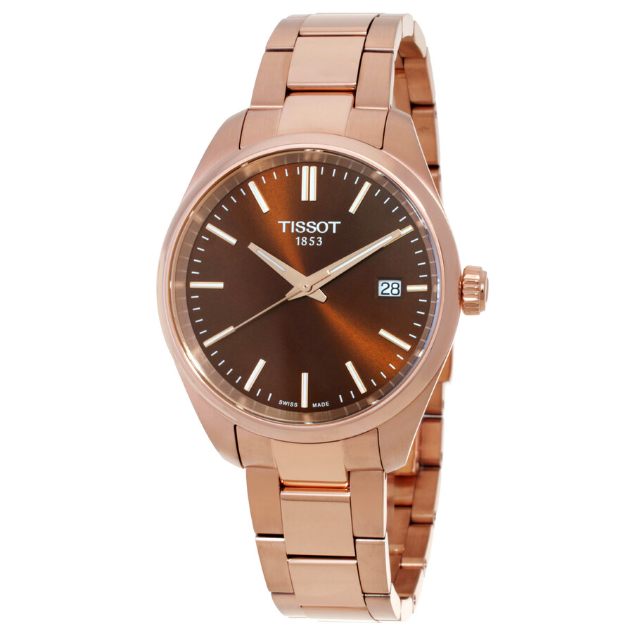 Tissot レディース ウオッチ 石英 赤銅色文字記号盤 サクラ色ゴールド ステンレススチールブレス