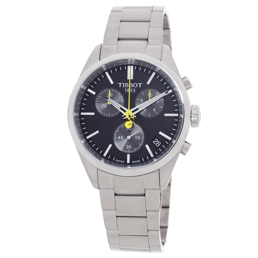 Tissot メンズ ウオッチ クロノグラフ 石英 黒いこと文字記号盤 ステンレススチールベルト