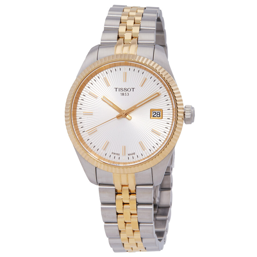 Tissot レディース ウオッチ 石英 しろがね色文字記号盤 二人組色合い ステンレス鋼三尺帯 34粍