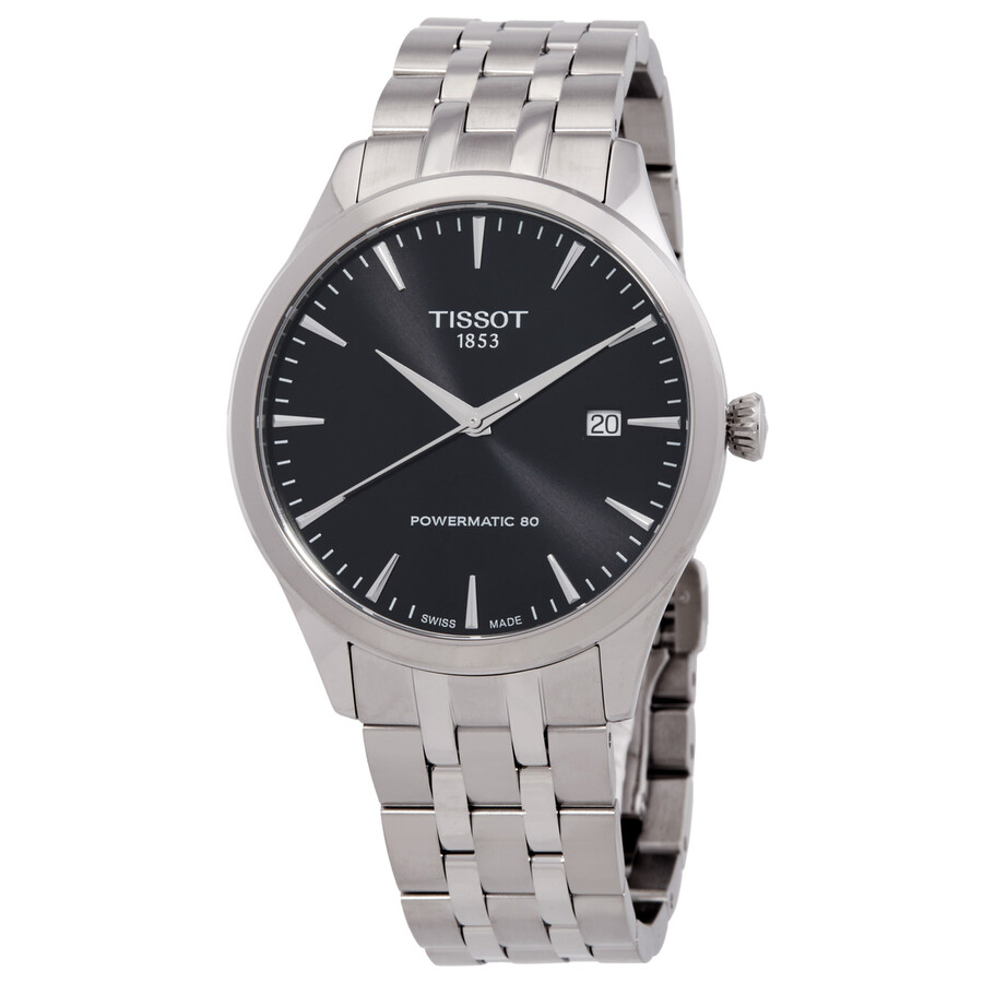 Tissot Classic Dream 自動小銃一巻き メンズ ウオッチ 黒いこと文字記号盤 しろがね色 ステンレス鋼三尺帯