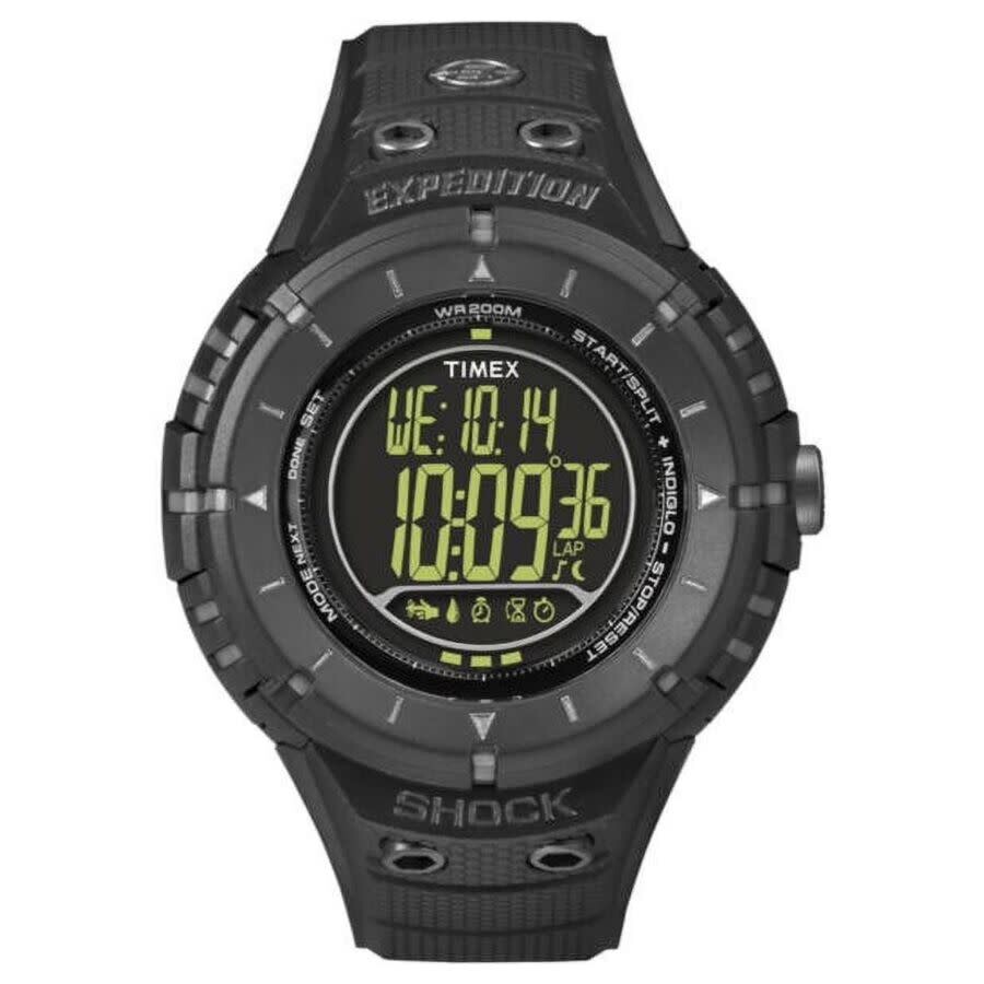 Timex Expedition デジタル メンズ ウオッチ 石英 黒いこと ステンレススチールケース 脂三尺帯 20空圧雨合羽