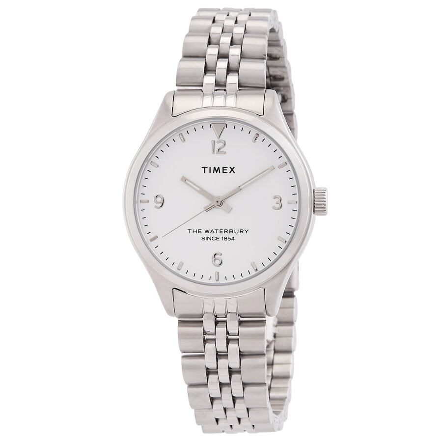 Timex Waterbury Traditional レディース ウォッチ 石英 しろがね色 ステンレス鋼 白いこと文字記号盤