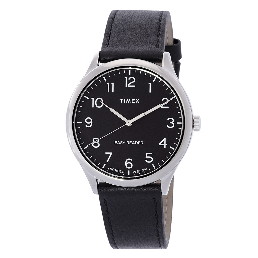 Timex Easy Reader メンズ ウオッチ 石英 黒いこと文字記号盤 ステンレス鋼容れもの なめし革三尺帯 アナログ 40粍