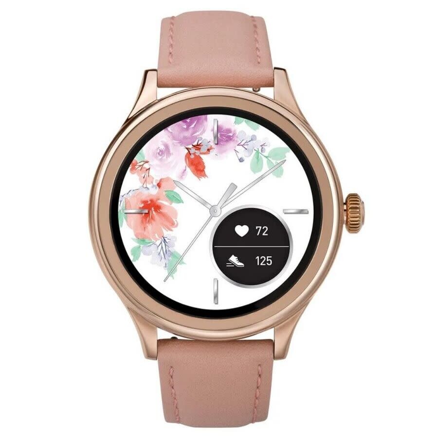 Timex Iconnect レディース ウオッチ アナデジ 石英 さくら色ゴールド ピンクストラップ 花柄文字記号盤