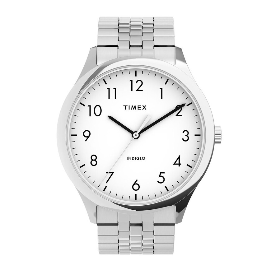 TIMEX Easy Reader ウオッチ メンズ 白いこと文字記号盤 ステンレス鋼胴締め 石英 アナログ 分かりやすい