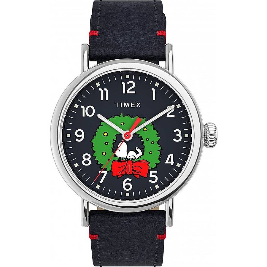 Timex ウオッチ メンズ レディース Peanuts おせっかい クリスマスひな形 石英 米国海軍 青碧 なめし革ダンス楽隊 40粍