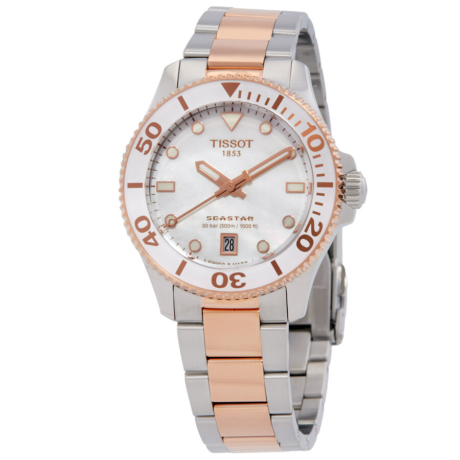 Tissotティソ シースター 石英 ホワイトマザーオブパールダイヤル 御覧になる T1202102211100