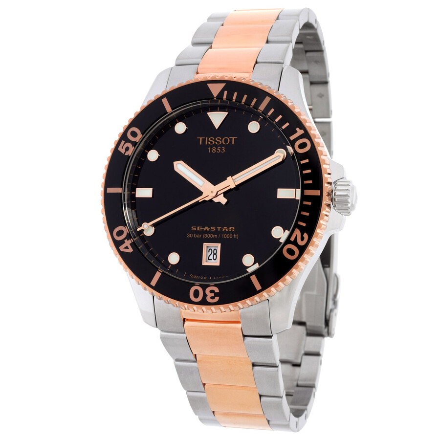 Tissotティソ シースター 石英 黒いこと文字盤 メンズウォッチ T1204102205101