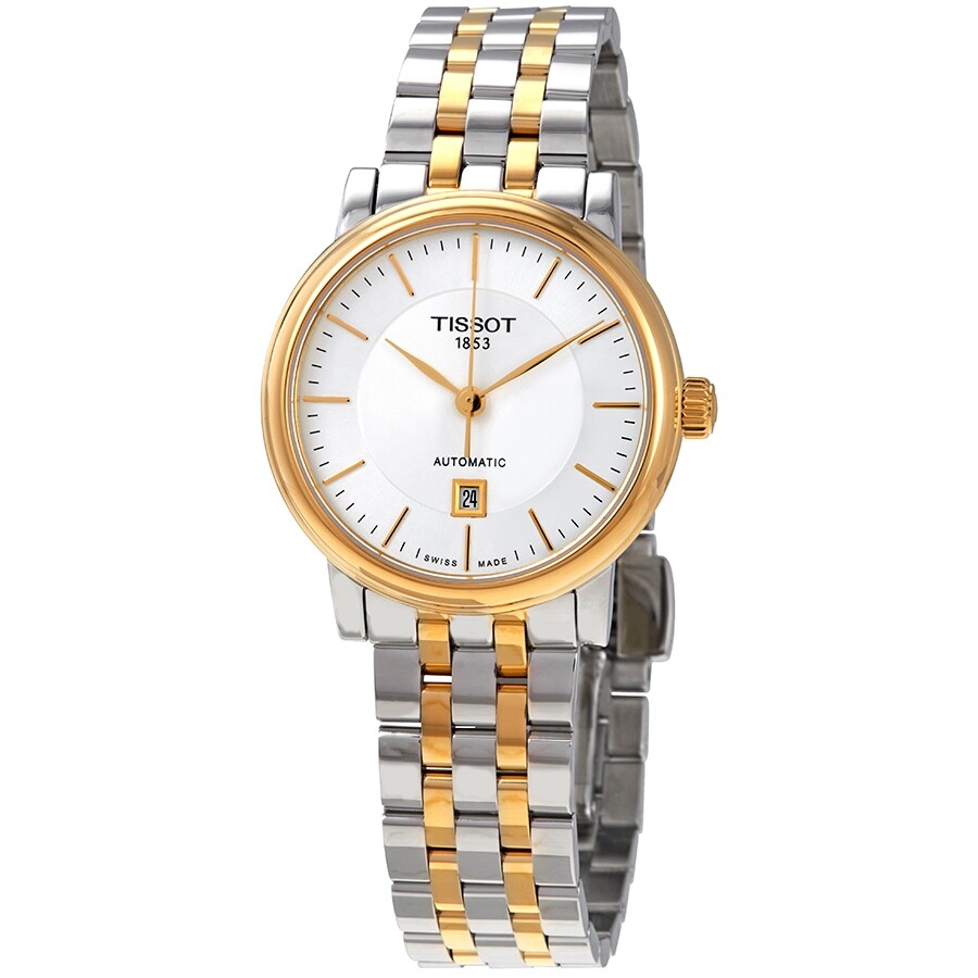 Tissotティソ カーソン 自動小銃 しろがね色文字盤 レディースウォッチ T122.207.22.031.00