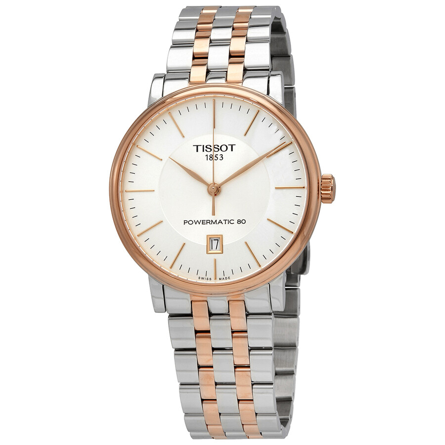 Tissotティソ カーソン パワーマティック 自動小銃 しろがね色文字盤 メンズウォッチ T122.407.22.031.01