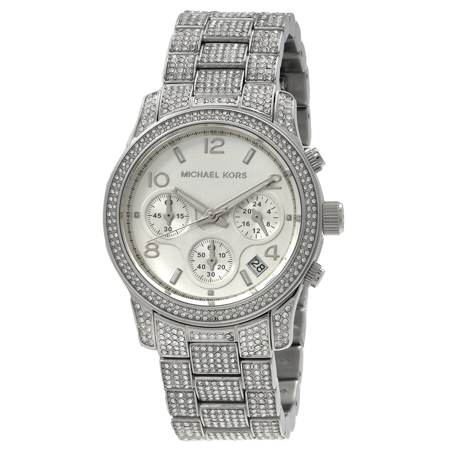 Runway パヴェ クロノグラフ しろがね色 レディース MK7434 Michael Kors