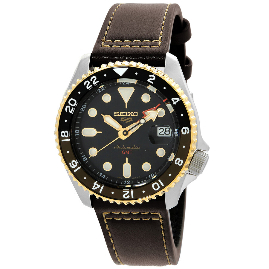 Seikoセイコー逆インポート 5 Sports SKX GMT 運動競技 自動小銃一巻き 黒いこと メンズ SSK036 Seikoセイコー逆インポート