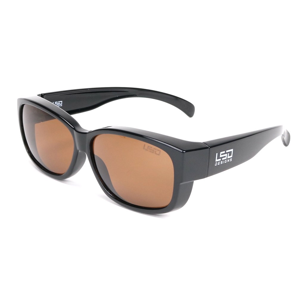 送料無料 Lsdデザイン 偏光サングラス オーバーグラスtype2 ピアノブラック ダークブラウン お買得