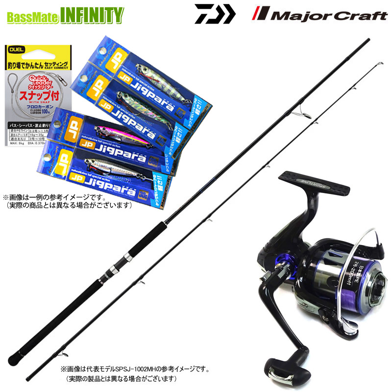 【送料無料】【PE2号(200m)糸付】【ショアジギング入門7点一式セット】●メジャークラフト　ソルパラ SPSJ-962MH＋スポーツライン MS V-MAX 3520DX-PE