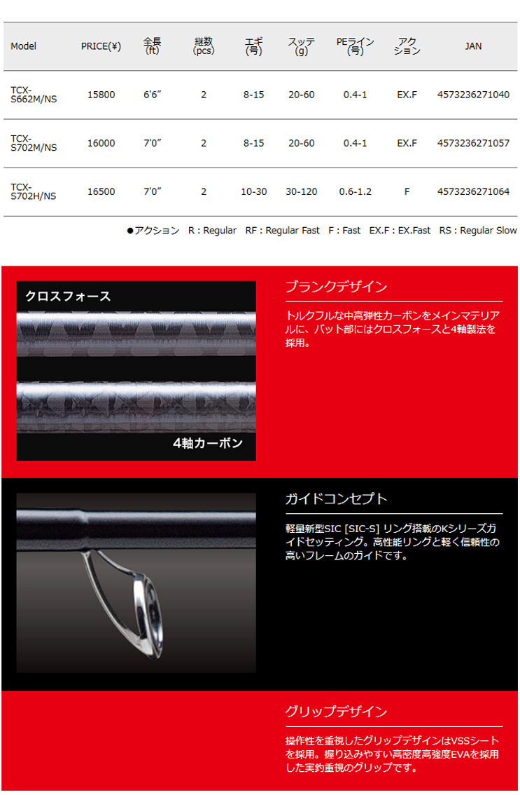 楽天市場 メジャークラフト トリプルクロス Tcx S662m Ns イカメタルモデル スピニング 釣具のバスメイトインフィニティ