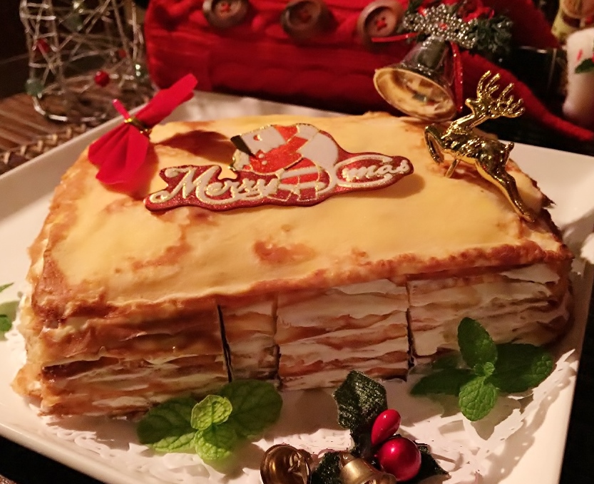 楽天市場 クリスマスケーキ 極上 チーズクリームのミルクレープ チッチケーキ ｍサイズ プレーン バステト 楽天市場店