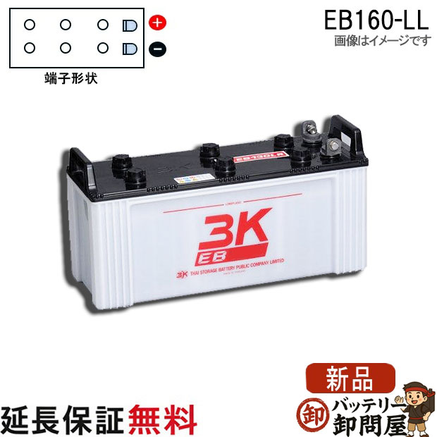 保証付 EB160 LL L形端子 サイクルバッテリー ボルト締付端子 蓄電池 自家発電 3K スリーキング