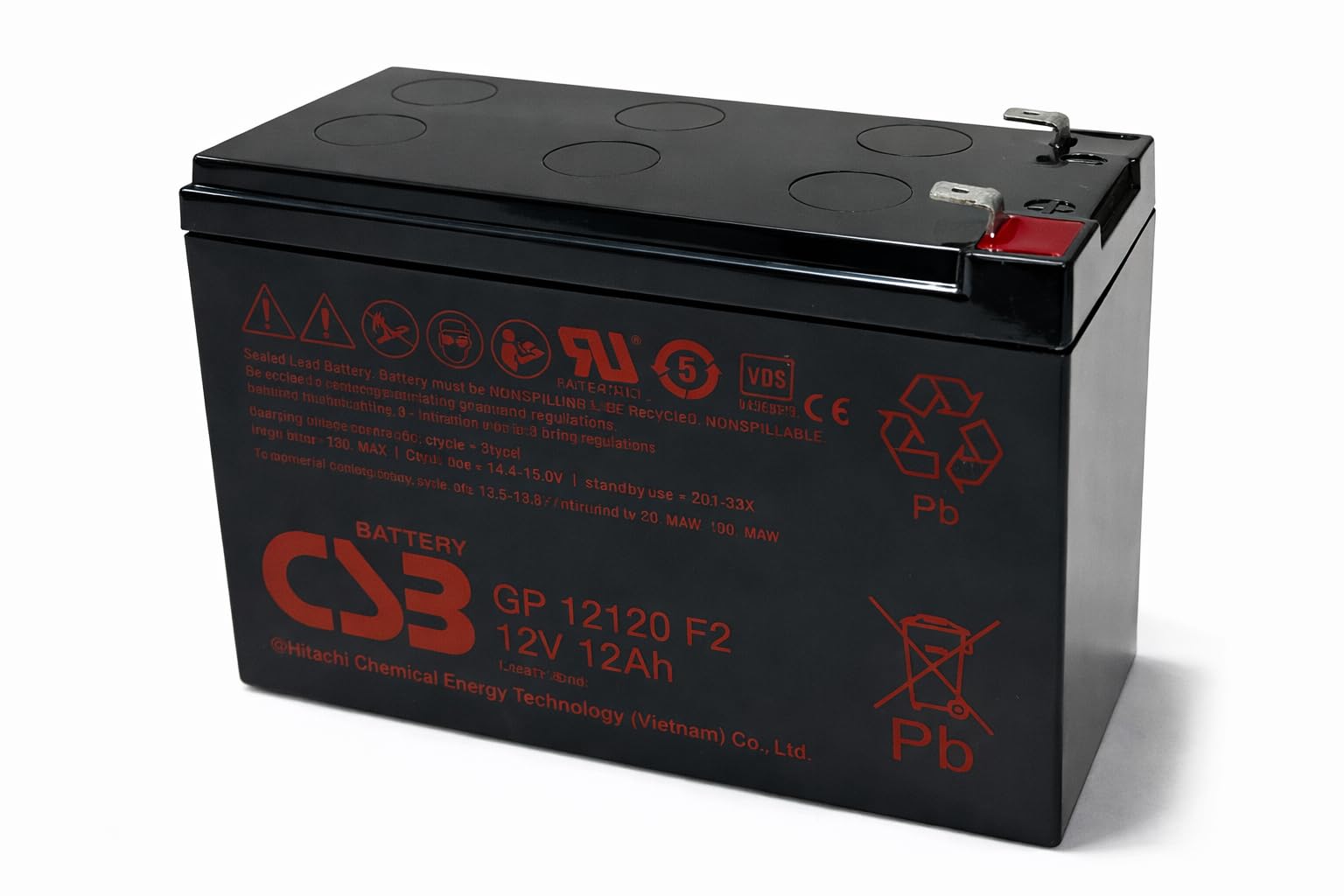G&Yu GP12120 F1端子アダプター装着 小型制御弁式鉛蓄電池 12V 12Ah 密閉型 VRLA UPS・無停電電源装置 通信機器 非常照明 防災設備
