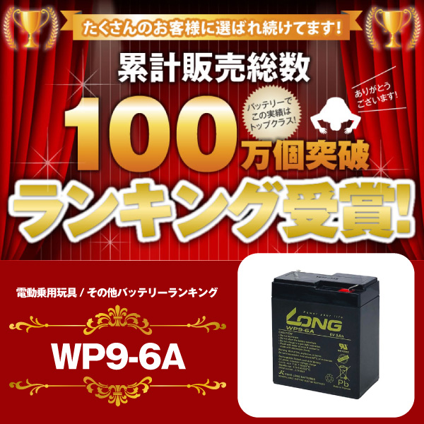 市場 WP9-6A サイクルバッテリー 電動乗用玩具 保証書付き 産業用鉛蓄電池 9AhLONG 新品 長寿命 6V