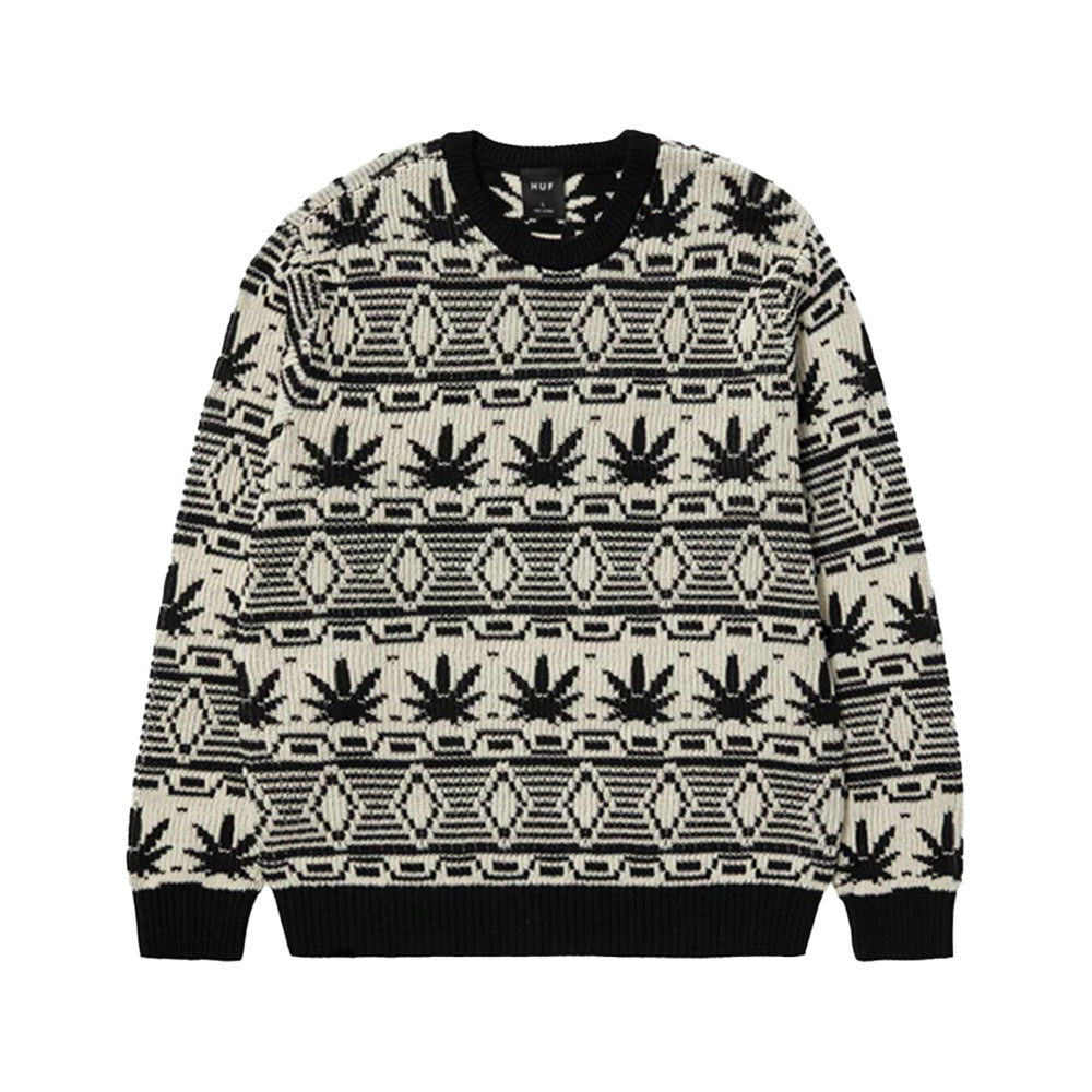 【20倍ポイント】HUF ハフ APRES CREWNECK SWEATER KN00523HO24 クルーネックセーター ニット 長袖 クリスマス フラッグラベル 総柄 カジュアル 14,652円