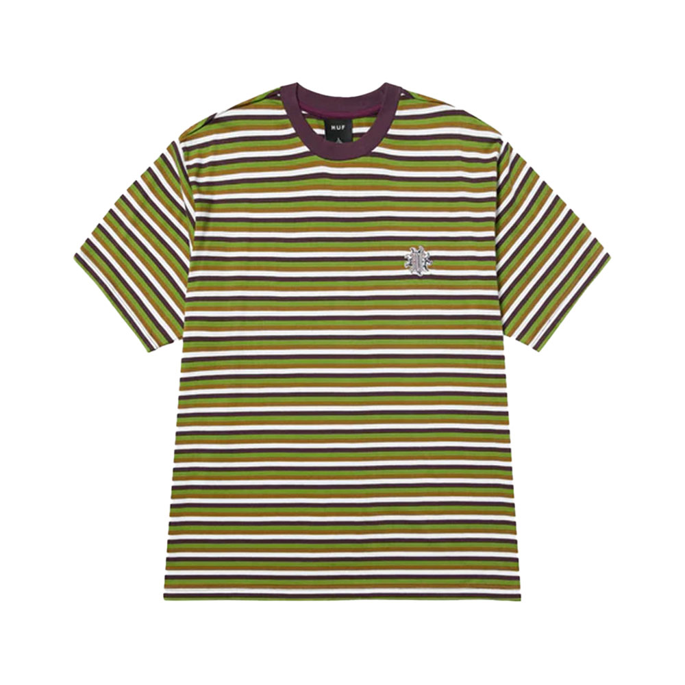 HUF ハフ APOLLO STRIPED KNIT BOXY KN00550SU25 Tシャツ 半袖 ボーダー柄 刺しゅう ワンポイントロゴ ストリート スケーター