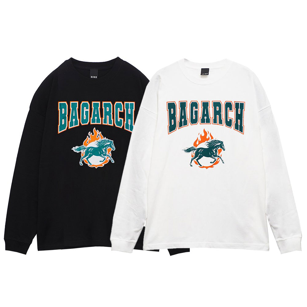 【2倍ポイント】BAGARCH バガーチ HORSE COLLEGE-LTS BH-1765 ロンT Tシャツ 長袖 丙午 カレッジロゴ AK-69 HIP HOP ヒップホップ｜BATTLE LINE