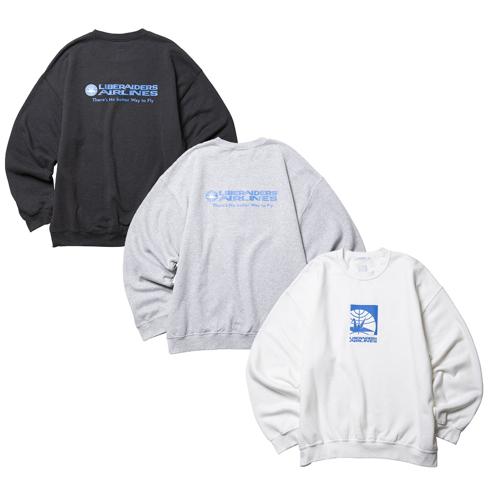 Liberaiders リベレイダース AIRLINE CREWNECK 733082601 汗水 調教師 ヴィンテージ産業 裏起毛 ひび割れるロゴタイプ
