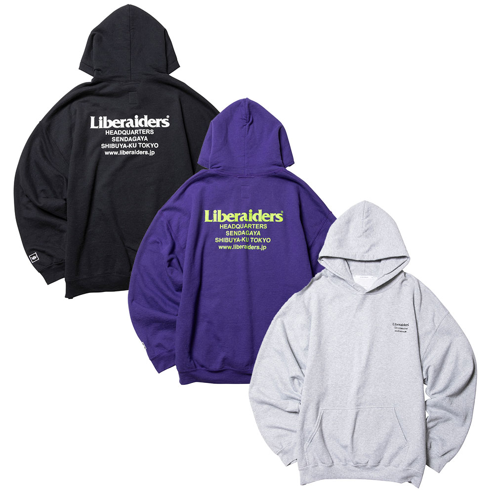 【20倍尖んがり】Liberaiders リベレイダース HEADQUARTER HOODIE 733022601 フーディー パーカー ヴィンテージ処理 定番ロゴタイプ 刺繍 パーカー-トップス-メンズファッション