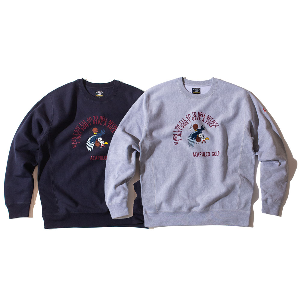 ACAPULCO GOLD アカプルコデフアレスゴールド DGAF CREWNECK SWEATSHIRT 汗水 調教師 長袖 ブランド名ロゴタイプ 表どおり 心地よい