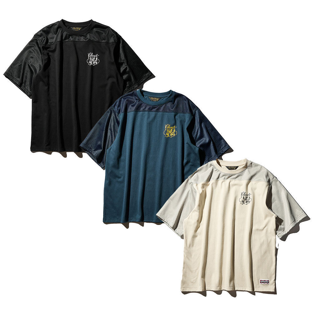 CLUCT クラクト CARDIFF[TOPS] 05247 2026年7月入荷先んずる取っておく 半袖 プルオーバー カットソー ワンポイント 表どおり メッシュ原料品