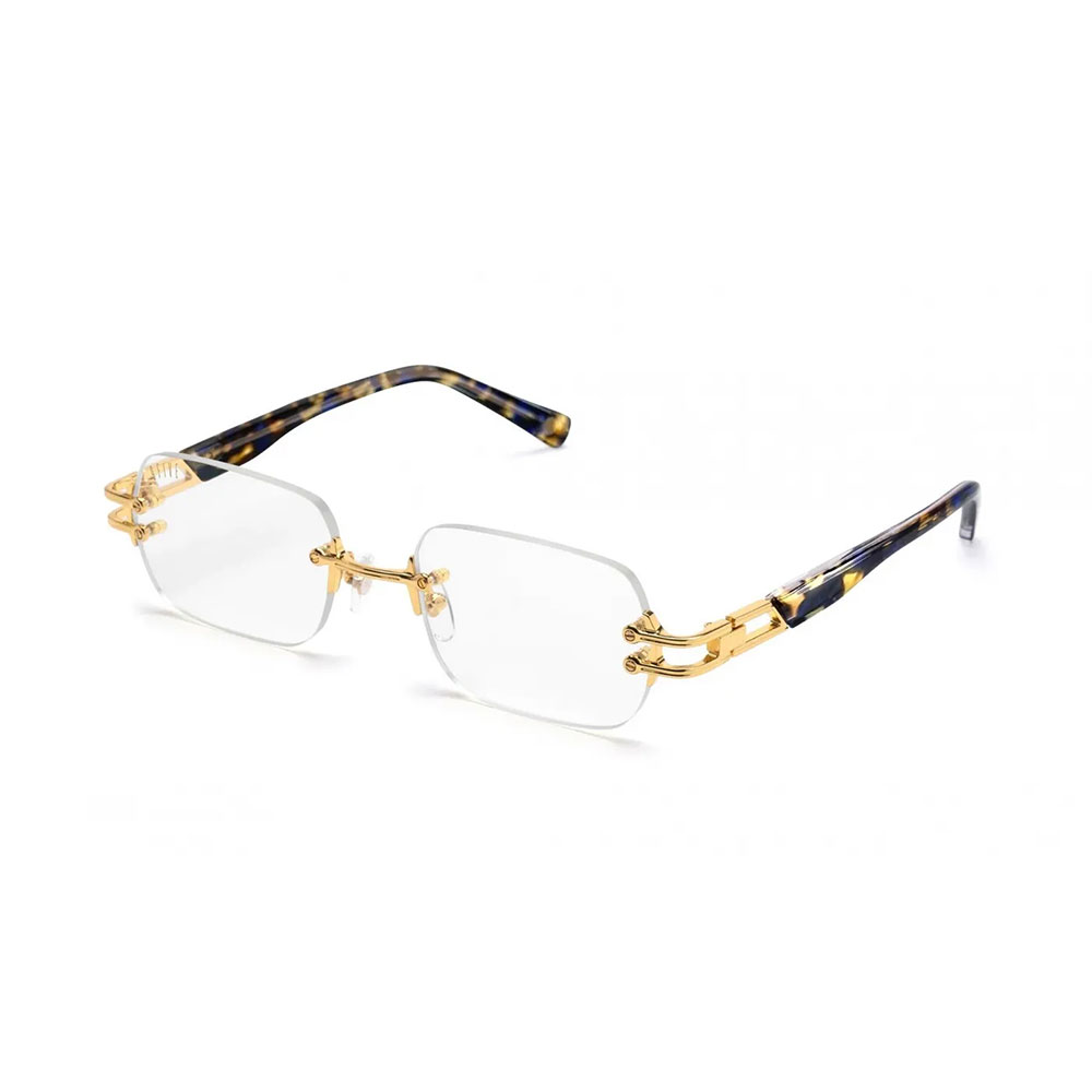 9FIVE / nine five （野球クラブファイブ） PURITY Coastal Blue \u0026 24k Gold Clear Lens Glasses リム受け答え