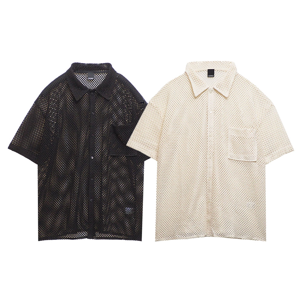BAGARCH バガーチ NET SHIRTS BH-1629 シャツ 半袖 メッシュ素材 シースルー 通気性 タンクトップ ローゲージ シンプル ストリート