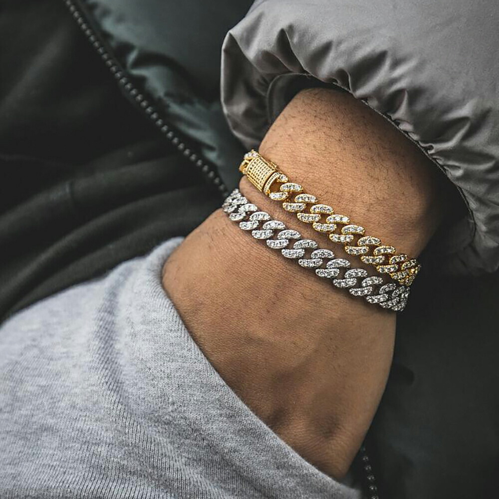 【20倍ポイント】GoldenGilt ゴールデンギルト 8MM Studded Cuban Bracelet ネックレス チェーン ジュエリー アクセサリー メンズ ブランド ストリート ストリート系 人気
