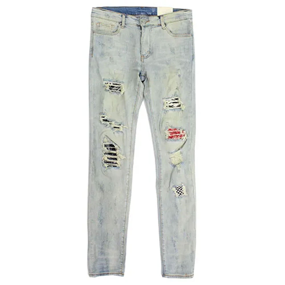 mnml ミニマル X214 Stretch Denim Blue 20ML-SP857D デニムパンツ スキニージーンズ ジーパン ダメージ加工 ストリート