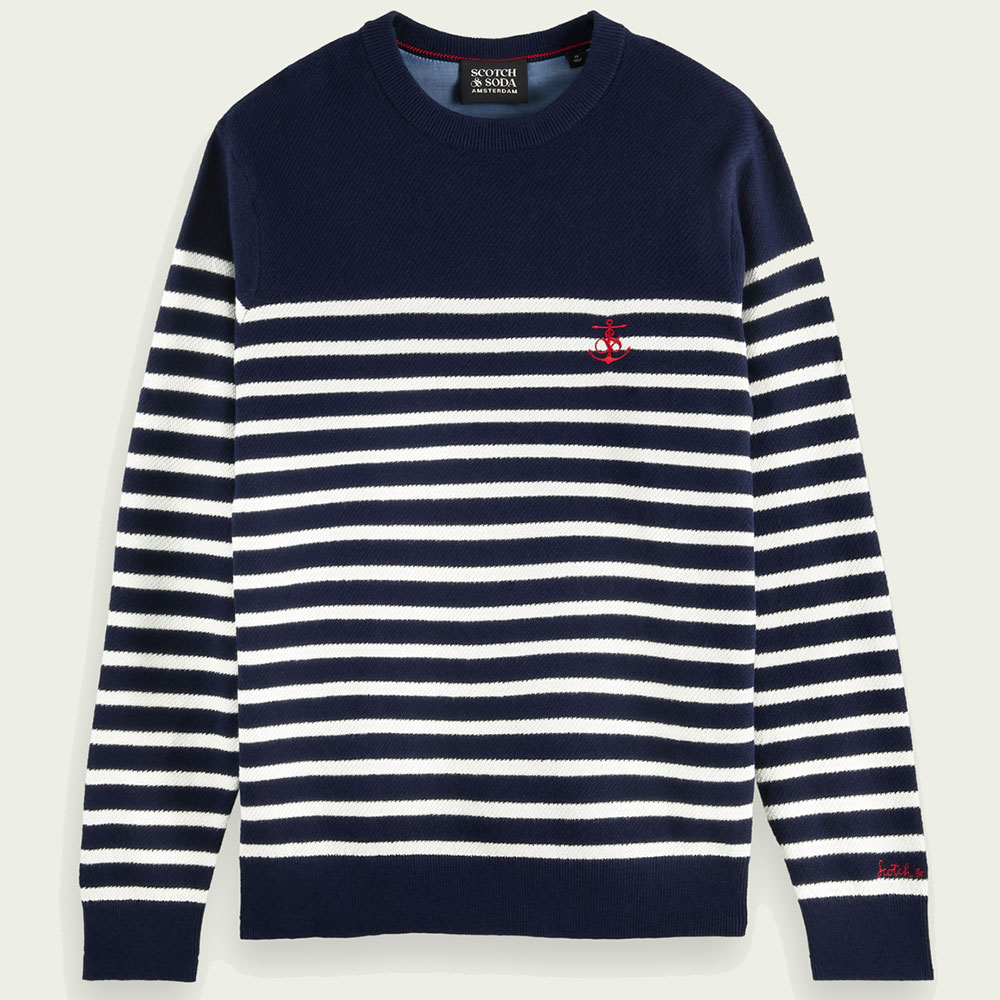 SCOTCH  SODA スコッチアンドソーダ Breton striped crewneck sweater 168736 スウェット  トレーナー メンズ ブランド ストリート【3,980円以上購入で送料無料】：BATTLE LINE