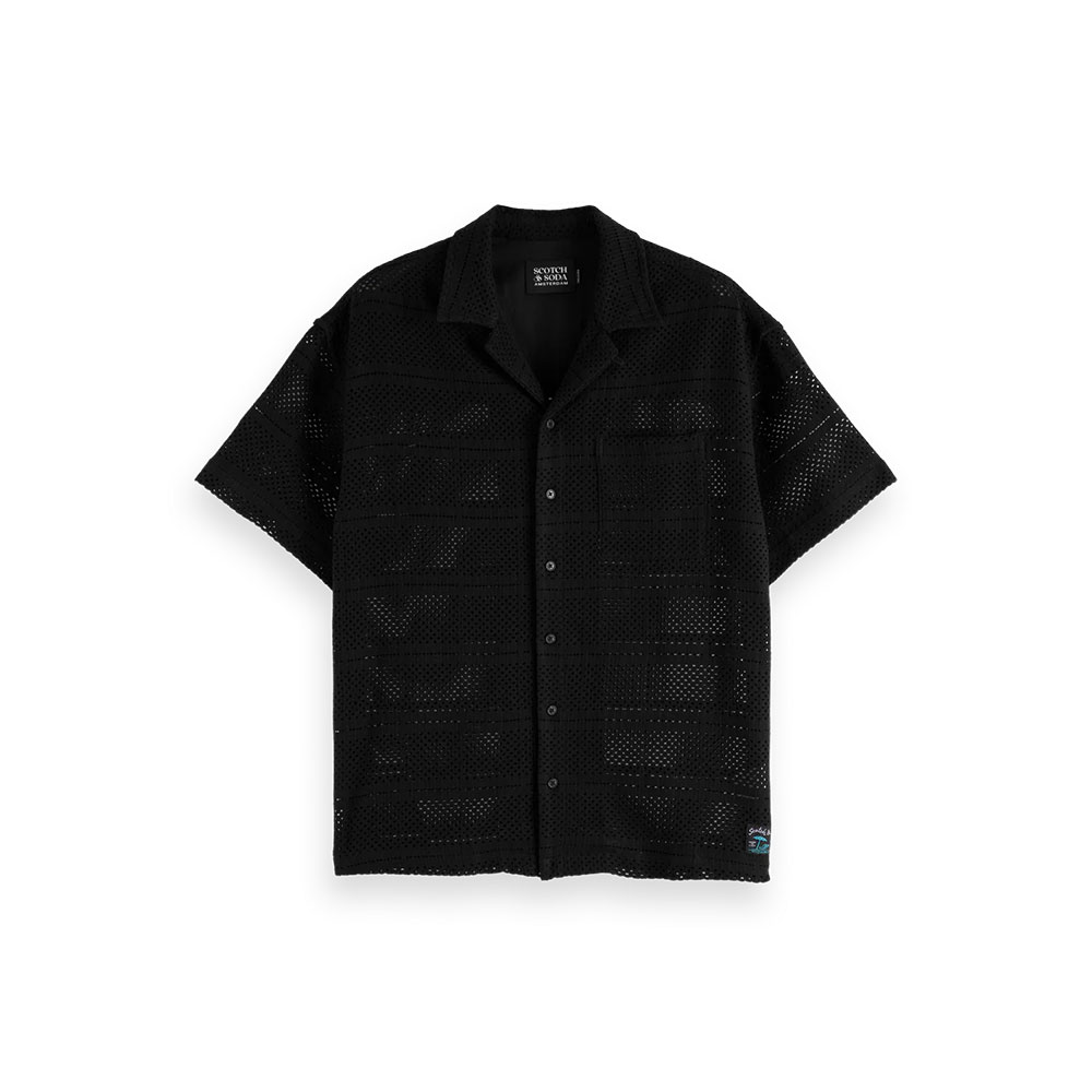 【20倍ポイント】SCOTCH & SODA スコッチアンドソーダ Crochet Short-Sleeved Relaxed-Fit Shirt 180034 シャツ 半袖 メッシュ