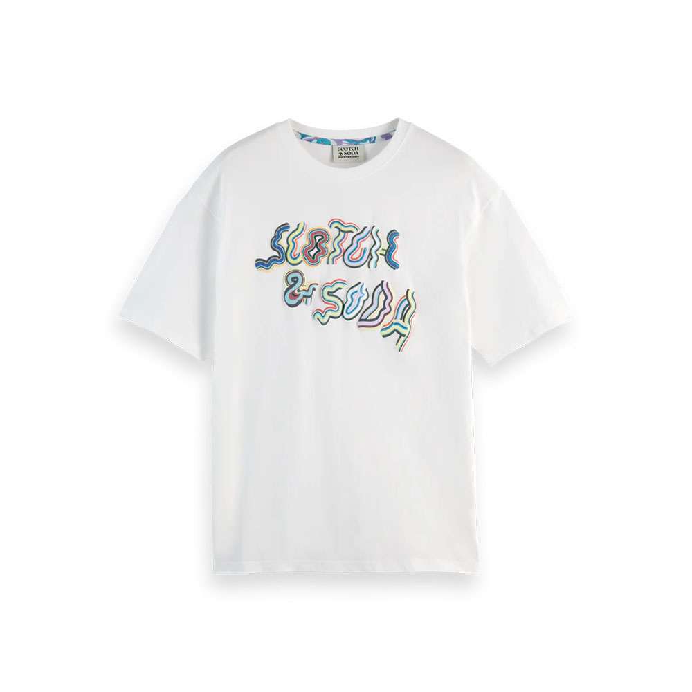 SCOTCH & SODA スコッチアンドソーダ Relaxed-Fit Logo Artwork T-Shirt 180058 Tシャツ 半袖 立体ロゴ シンプル